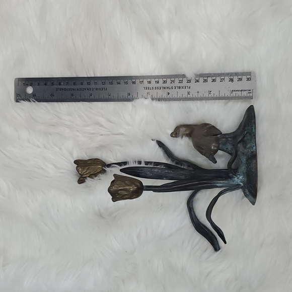 Vintage Wildwood Accent Bronze Candlesticks Tulip and Bird - Picture 11 of 12